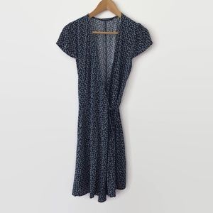Brandy Melville Dress Robbie Wrap Size 2 Mini Blue White Floral